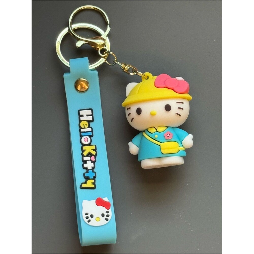 Hello Kitty Blue Yellow Silicone Bag Charm Keychain Charm NIP
